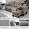 HOMCOM Ecksofa in L-Form, 3-Sitzer, Federkern, hochdichter Schaumstoff, für Wohnzimmer, Grau/Braun, 186 x 130 x 84 cm Bild 3