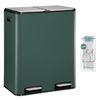 Mülleimer Küche, 2 x 30 L, Mülltrennsystem 2 Fächer 60 L, Edelstahl-küchenmülleimer, Tretmülleimer, Abfalleimer Ruhiger Langsamer Abstieg, mit 15 Exklusiven Abfallbeuteln, Dunkelgrün Bild 2