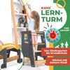 KIDIZ® Lernturm für Kinder ab 1 Jahr inkl. Lernuhr | 3-stufig Höhenverstellbarer Tritthocker aus Kiefernholz | spielerisch motorische Fähigkeiten fördern Montessori Learning Tower bis 50 kg belastbar Anthrazit / Hellbraun Bild 2