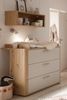 Babyzimmer Lilly Kinderzimmer Komplett Set in Asteiche und Kreidegrau matt Lack in verschiedenen Varianten wählbar - 8 teilig , Kleiderschrank + Babybett + Lattenrost + Umbauseiten + Wickelkommode + Seitenregal + Beistellschrank + Wandregal Bild 3