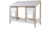 Vipack Landhausbett mit Dach 90x200 cm, Oak/Weiß, inkl. Lattenrost und Bettschublade, teilmassiv Kiefer
