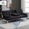 HOMCOM Schlafsofa, 3-Sitzer-Sofa, verstellbare Rückenlehne, Leinenoptik, mit Becherhalter, im Skandi-Design, bis 250 kg Belastbar, Dunkelgrau, 181 x 77 x 78 cm Bild 3