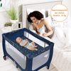 COSTWAY 2 in 1 Reisebett & Laufstall klappbar, 120x60 cm Kinderbett, 2 Ebenen Babybett mit Matratze und Tragetasche (Blau) Bild 2