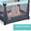 COSTWAY 4 in 1 klappbares Reisebett & Wickeltisch & Laufstall & Babywiege mit Schaukelfunktion, inkl. Babykorb, Wickelauflage, Matratze, Spieluhr, Spielzeug, Aufbewahrungsregal und Tragetasche Grün Bild 5