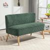 HOMCOM Polstersofa 2-Sitzer, mit Holzbeinen und Cord-Optik, Grün, 117 x 56,5 x 77 cm Bild 3