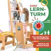 KIDIZ® Lernturm für Kinder ab 1 Jahr inkl. Lernuhr | 3-stufig Höhenverstellbarer Tritthocker aus Kiefernholz | spielerisch motorische Fähigkeiten fördern Montessori Learning Tower bis 50 kg belastbar Hellbraun Bild 2