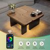 LVHOM Satztisch 2er Set mit LED und Schubladen, Couchtisch Scandi, Beistelltisch Wohnzimmertisch Kaffeetisch 135x60cm/90x90 cm, Eiche&Schwarz Bild 4