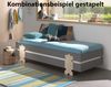 Vipack Modulo Einzelbett/Stapelbett 90x200 cm Liegefläche, grau lackiert, Fuß Puzzle-Optik Kiefer natur lackiert Bild 4