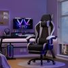 Devoko Massage Gaming Stuhl, Computer Bürostuhl mit Fußstütze, Racing Gamer Stuhl 150kg Belastbarkeit, 90-135° Rückenlehne einstellbar Ergonomischer PC Stuhl, 360° drehbar, Weiß Bild 2