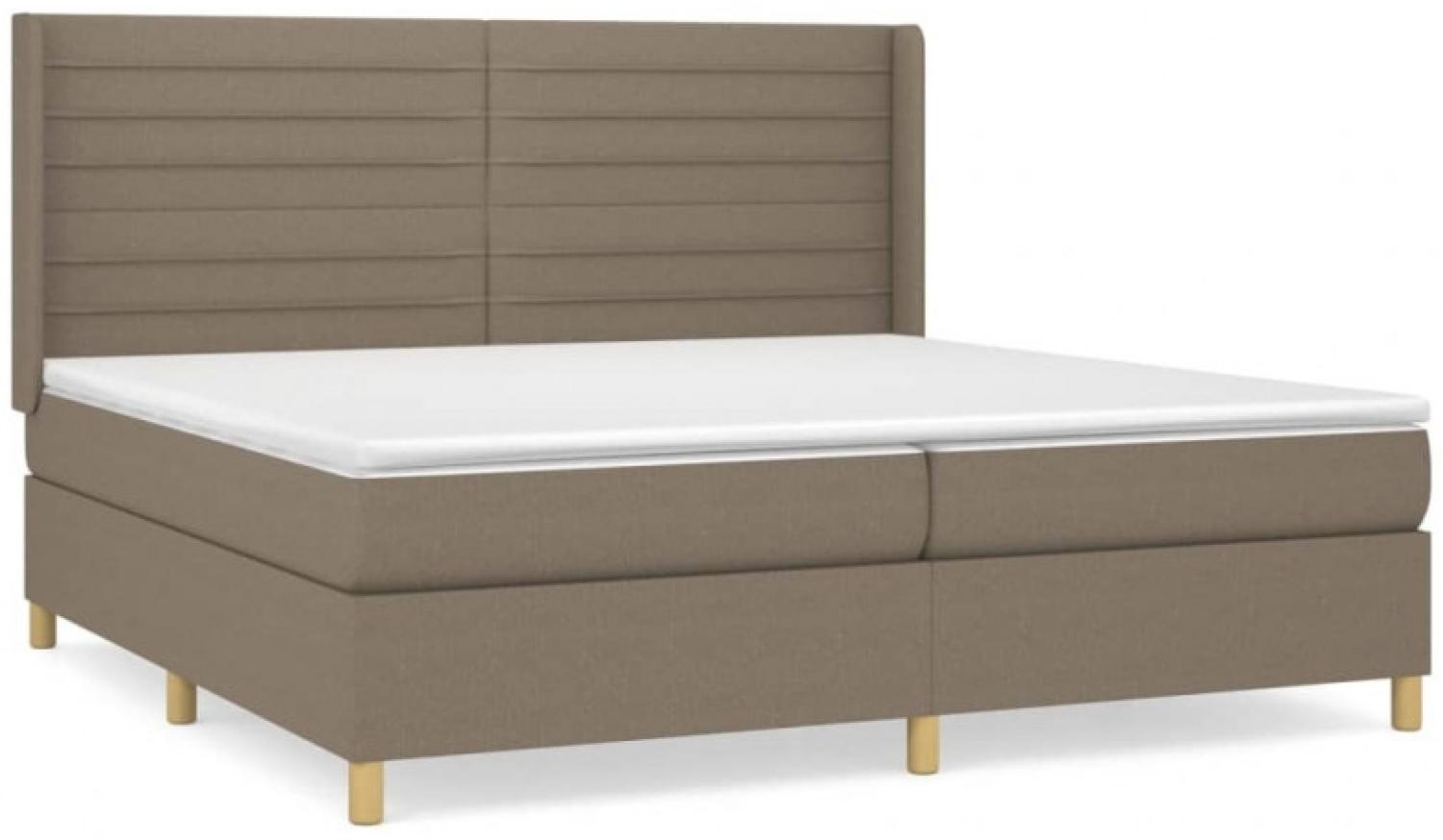 vidaXL Boxspringbett mit Matratze Stoff Taupe 200 x 200 cm, Härtegrad: H2 [3132101] Bild 1