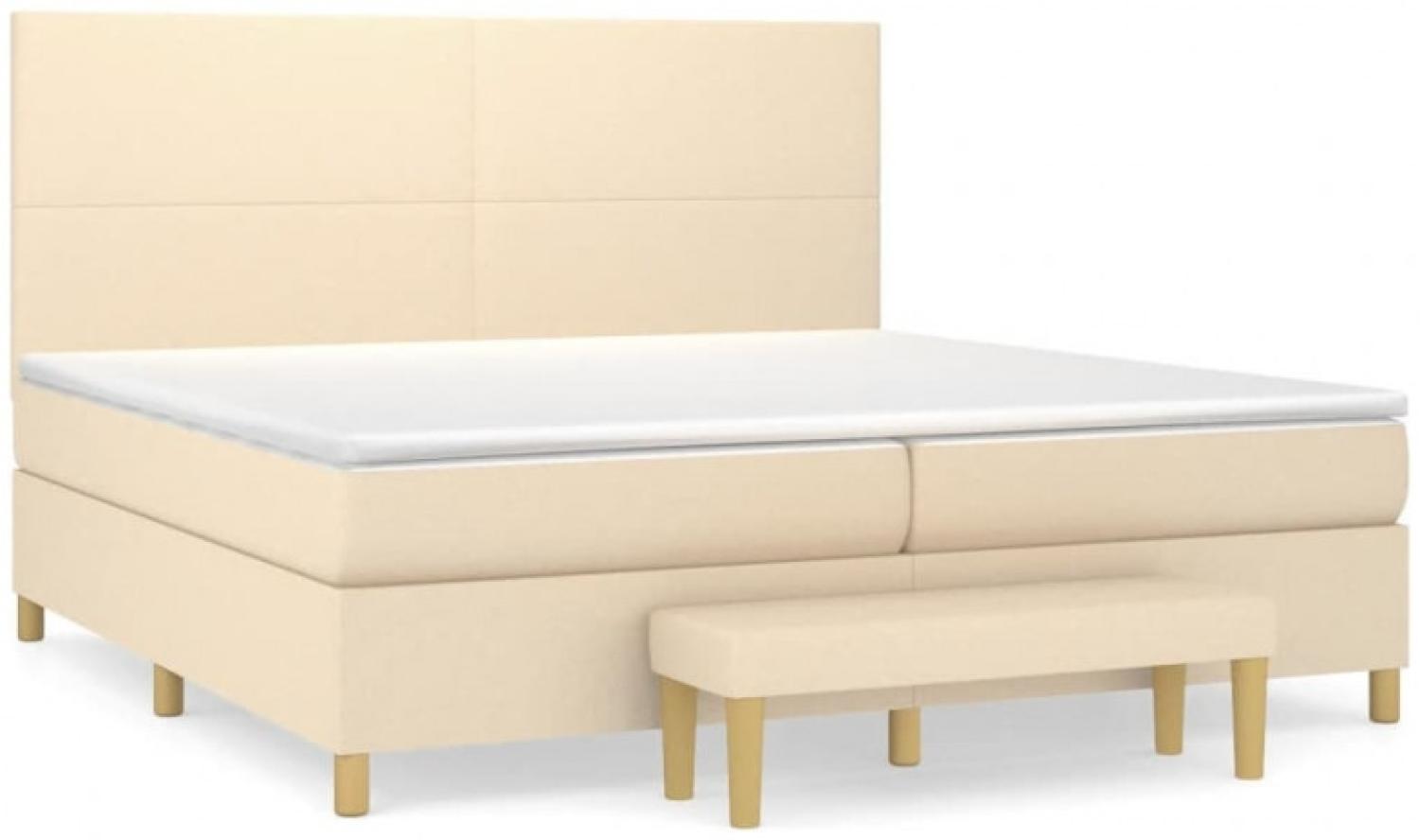 vidaXL Boxspringbett mit Matratze Stoff Creme 200 x 200 cm, Härtegrad: H2 [3137026] Bild 1