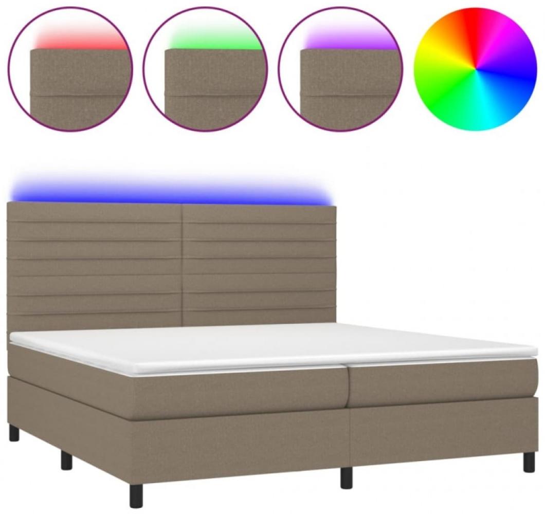 Boxspringbett mit Matratze & LED Stoff Taupe 200 x 200 cm, Härtegrad: H2 [3134985] Bild 1