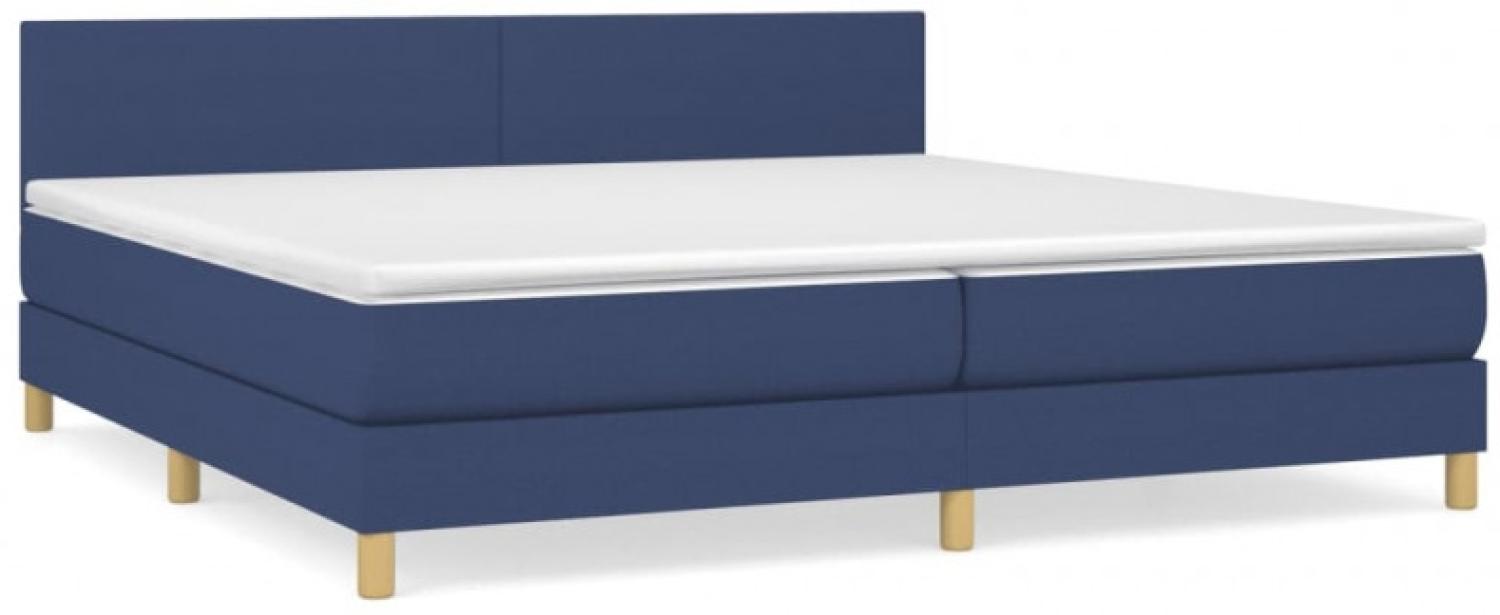 vidaXL Boxspringbett mit Matratze Stoff Blau 200 x 200 cm, Härtegrad: H2 [3140487] Bild 1