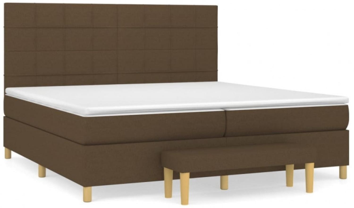 vidaXL Boxspringbett mit Matratze Stoff Dunkelbraun 200 x 200 cm, Härtegrad: H2 [3137184] Bild 1