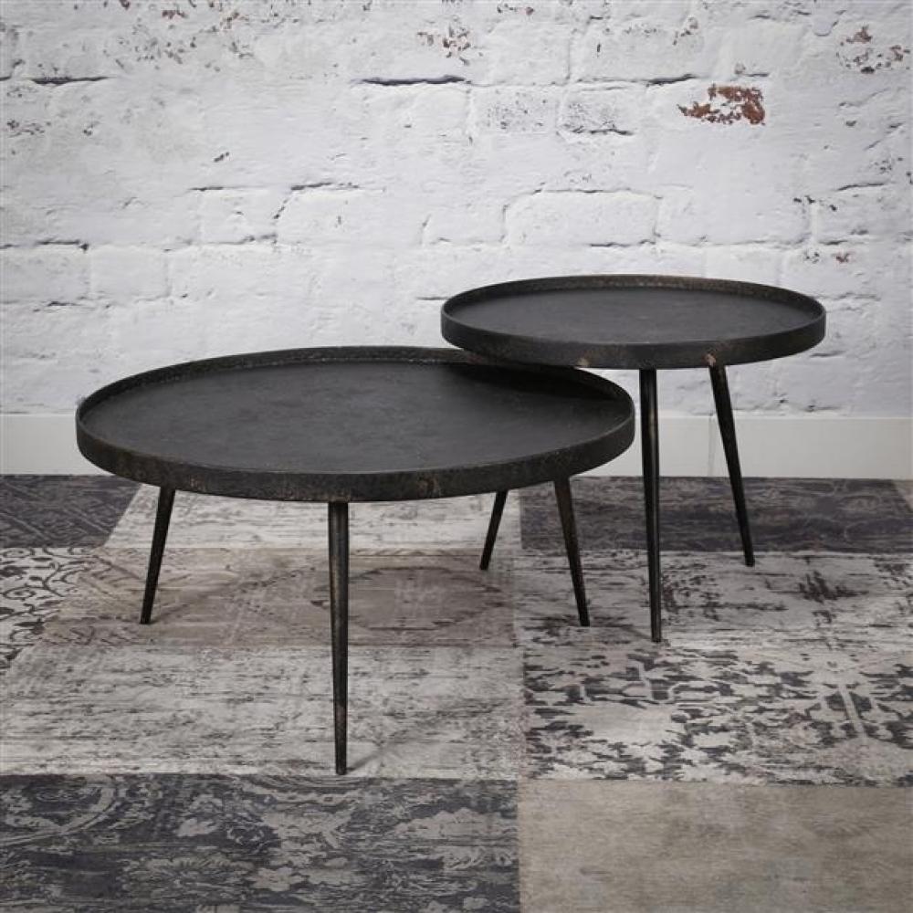 Livin24 Couchtisch Set Carla Ø 76 cm Vintage Metall grau Bild 1