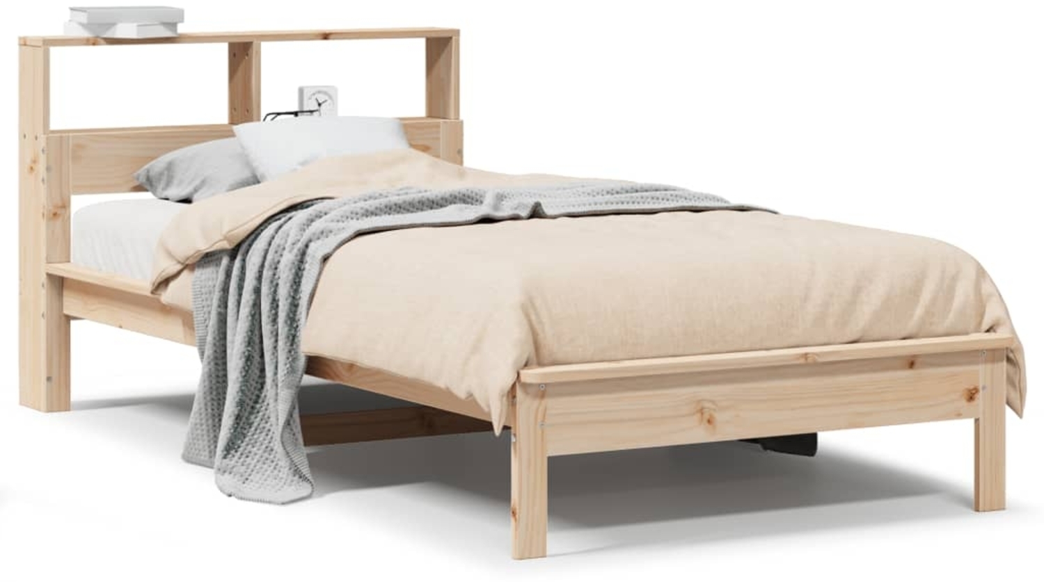 vidaXL Massivholzbett mit Regal ohne Matratze 90x190 cm Kiefer 855732 Bild 1