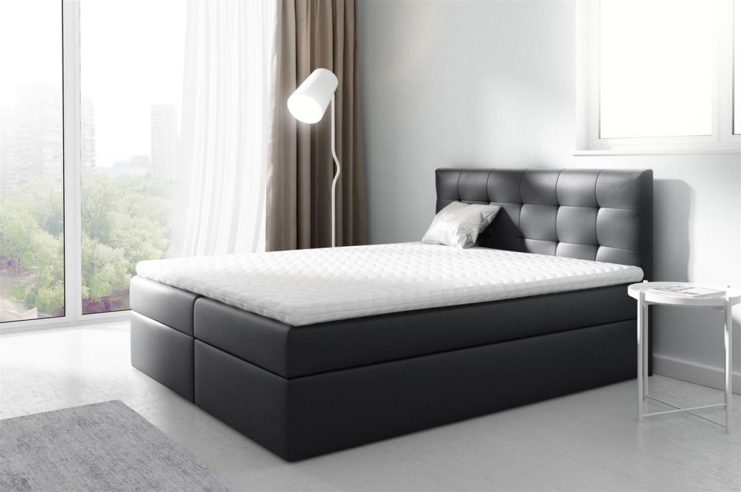 Boxspringbett PARLA 140x200 cm Kunstleder Schwarz Bild 1