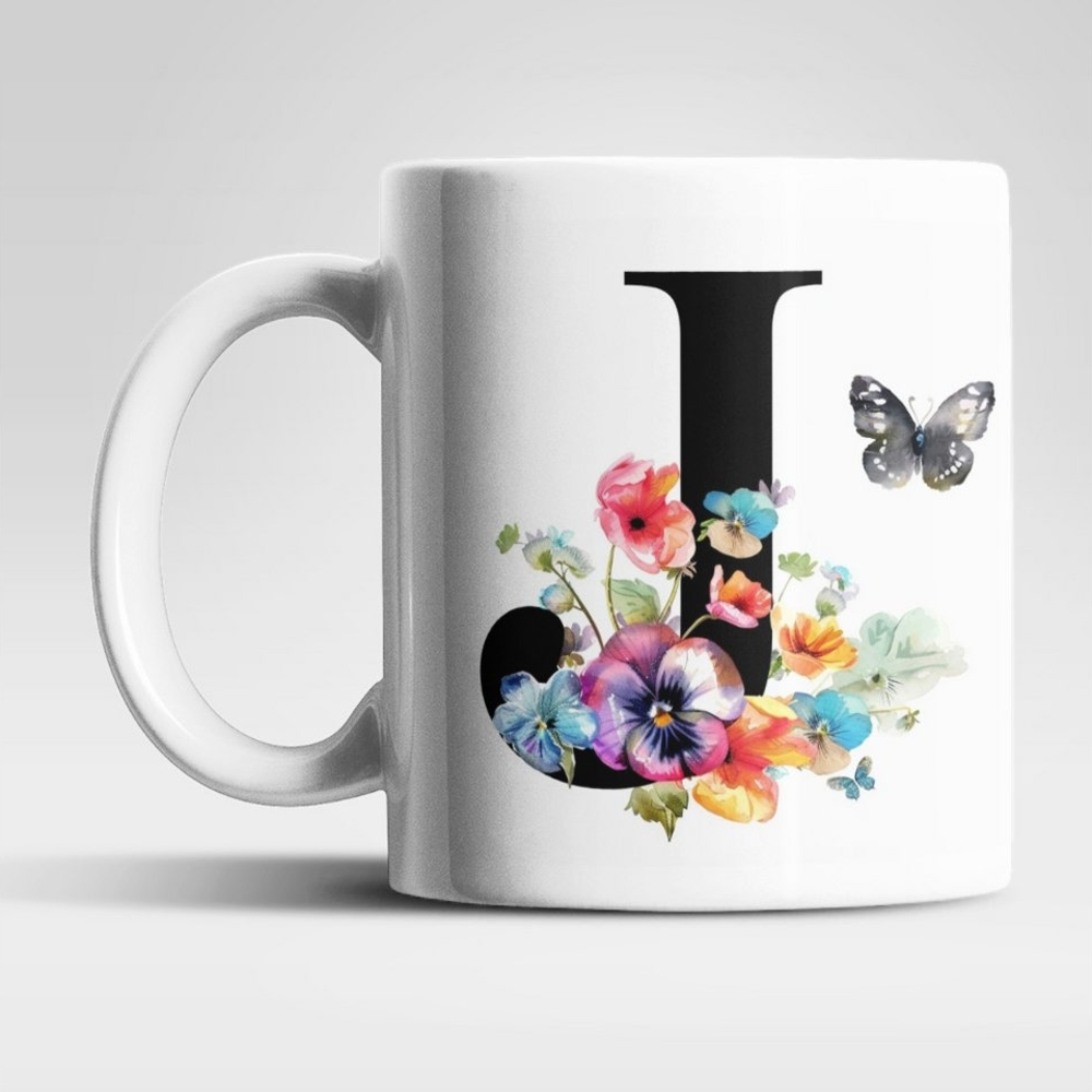 WS-Trend Tasse Name A bis Z Blumen Schmetterlinge Kaffeetasse Teetasse Geschenkidee, Keramik Bild 1