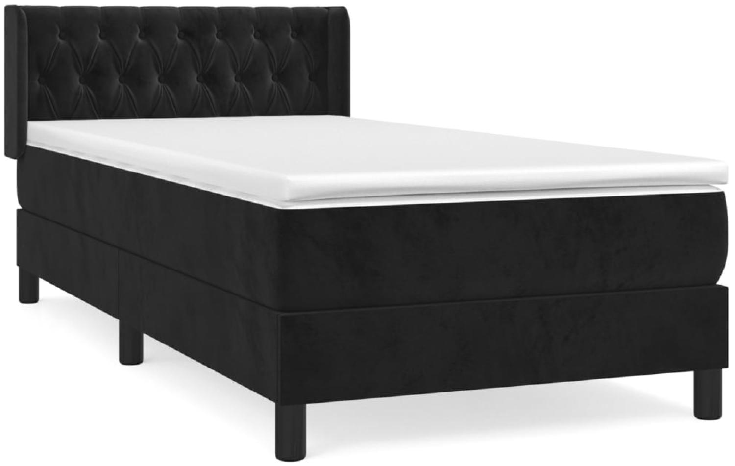 vidaXL Boxspringbett mit Matratze Schwarz 100x200 cm Samt 3131125 Bild 1