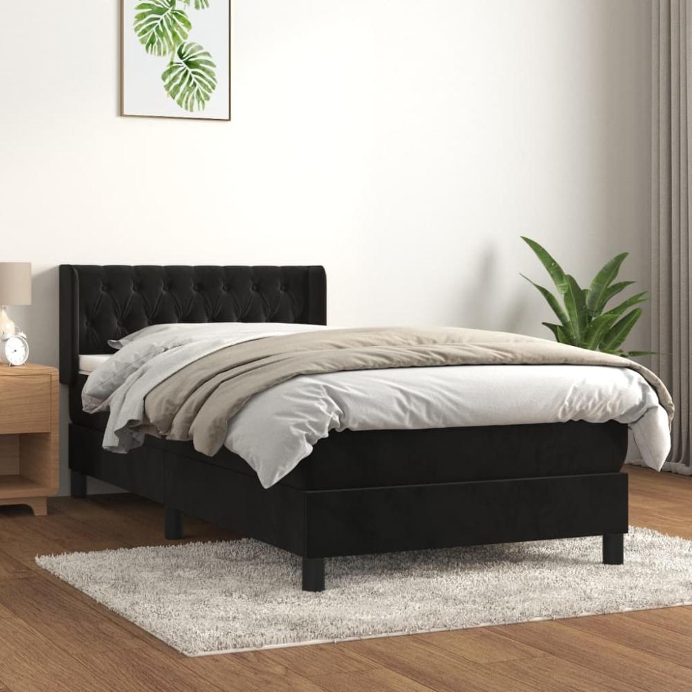 vidaXL Boxspringbett mit Matratze Schwarz 100x200 cm Samt 3131125 Bild 1