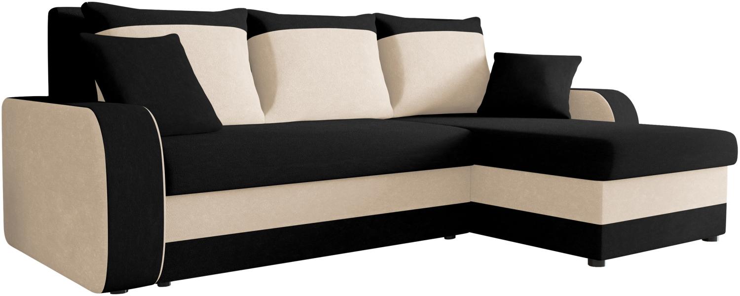 Mirjan24 Ecksofa Kristofer mit Bettkasten und Schlaffunktion, schwarz/beige Bild 1