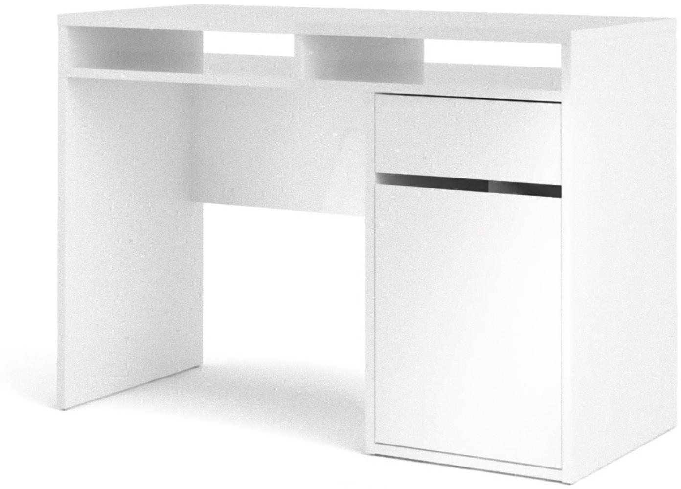 Schreibtisch Fula weiß hochglanz Bürotisch Computertisch Arbeitstisch PC Tisch Bild 1