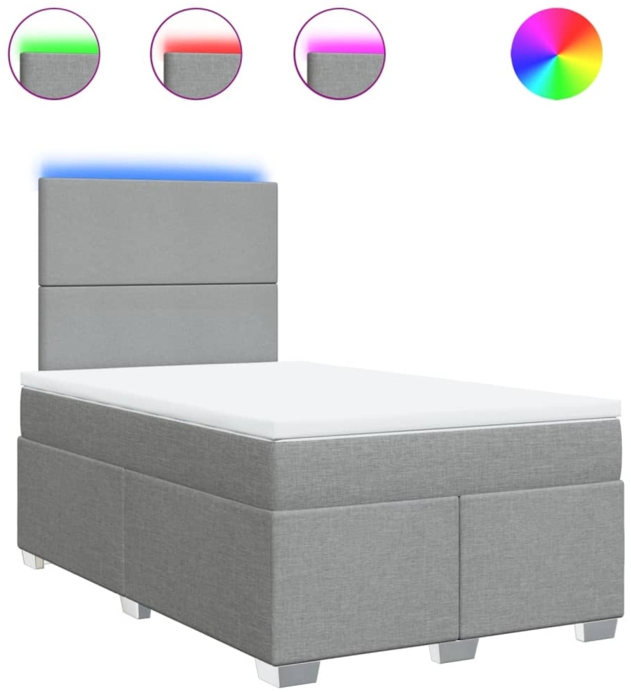 vidaXL Boxspringbett mit Matratze Hellgrau 120x200 cm Stoff 3292748 Bild 1