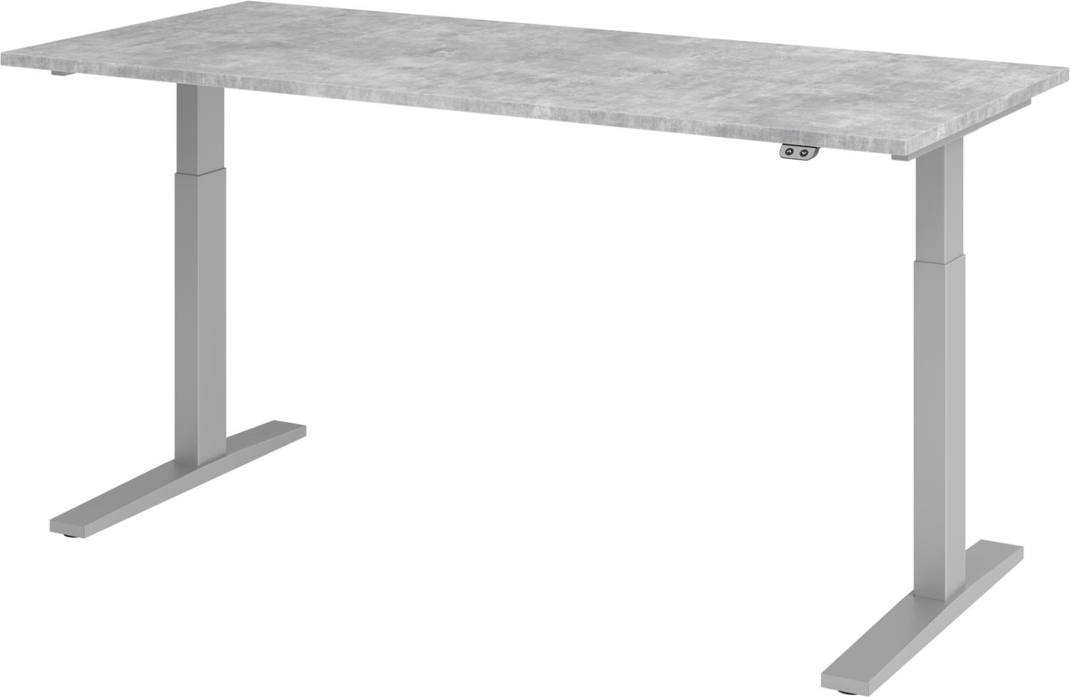 bümö elektrisch höhenverstellbarer Schreibtisch 180x80 cm in Beton, Gestell silber - Schreibtisch höhenverstellbar elektrisch, elektrischer Schreibtisch & Gaming Tisch, XMKA-Serie Bürotisch, XMKA19-M-S Bild 1