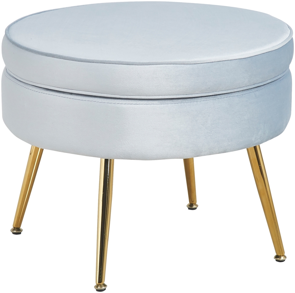 Sitzpouf Rund Samt Hellgrau Bild 1