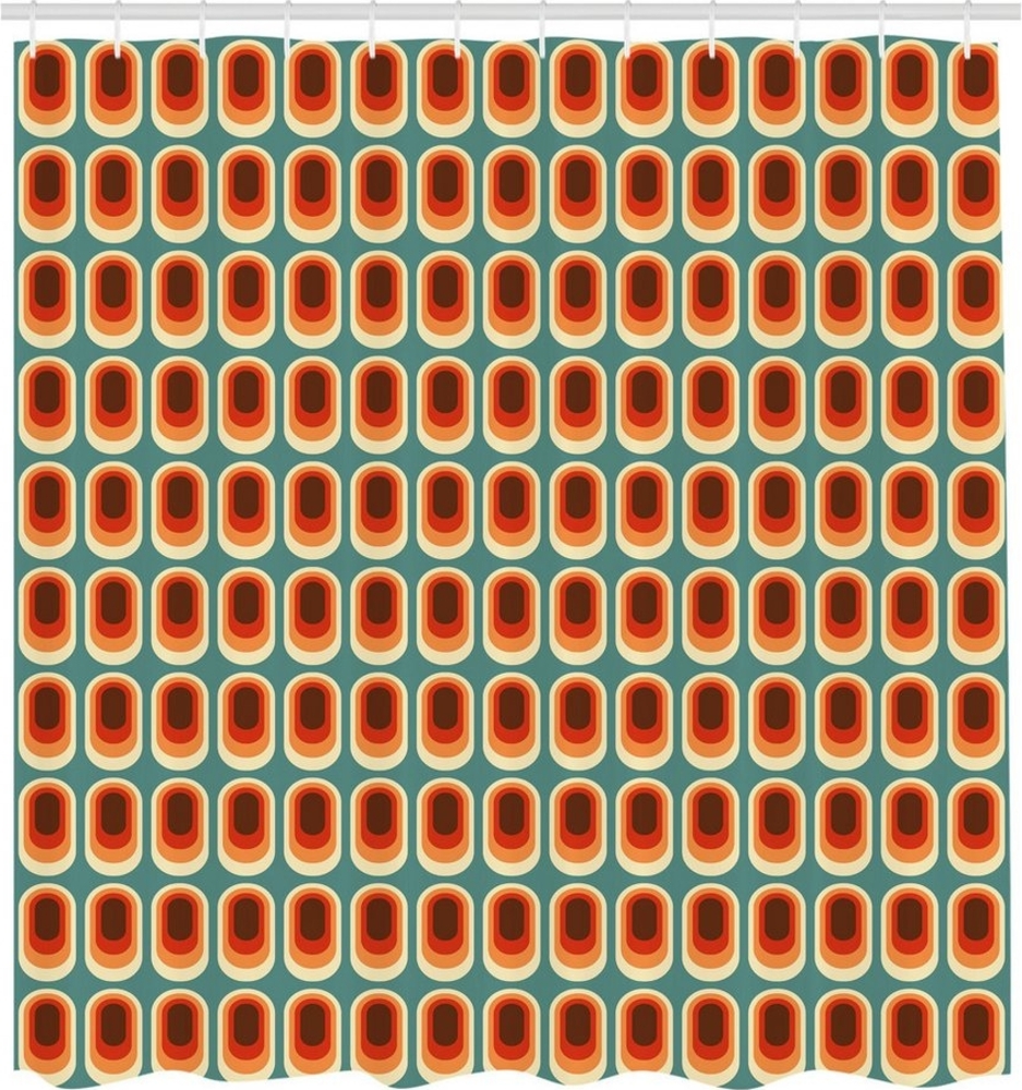 Abakuhaus Duschvorhang Moderner Digitaldruck mit 12 Haken auf Stoff Wasser Resistent Breite 175 cm, Höhe 180 cm, Retro Vintage Mode-Ethno Bild 1