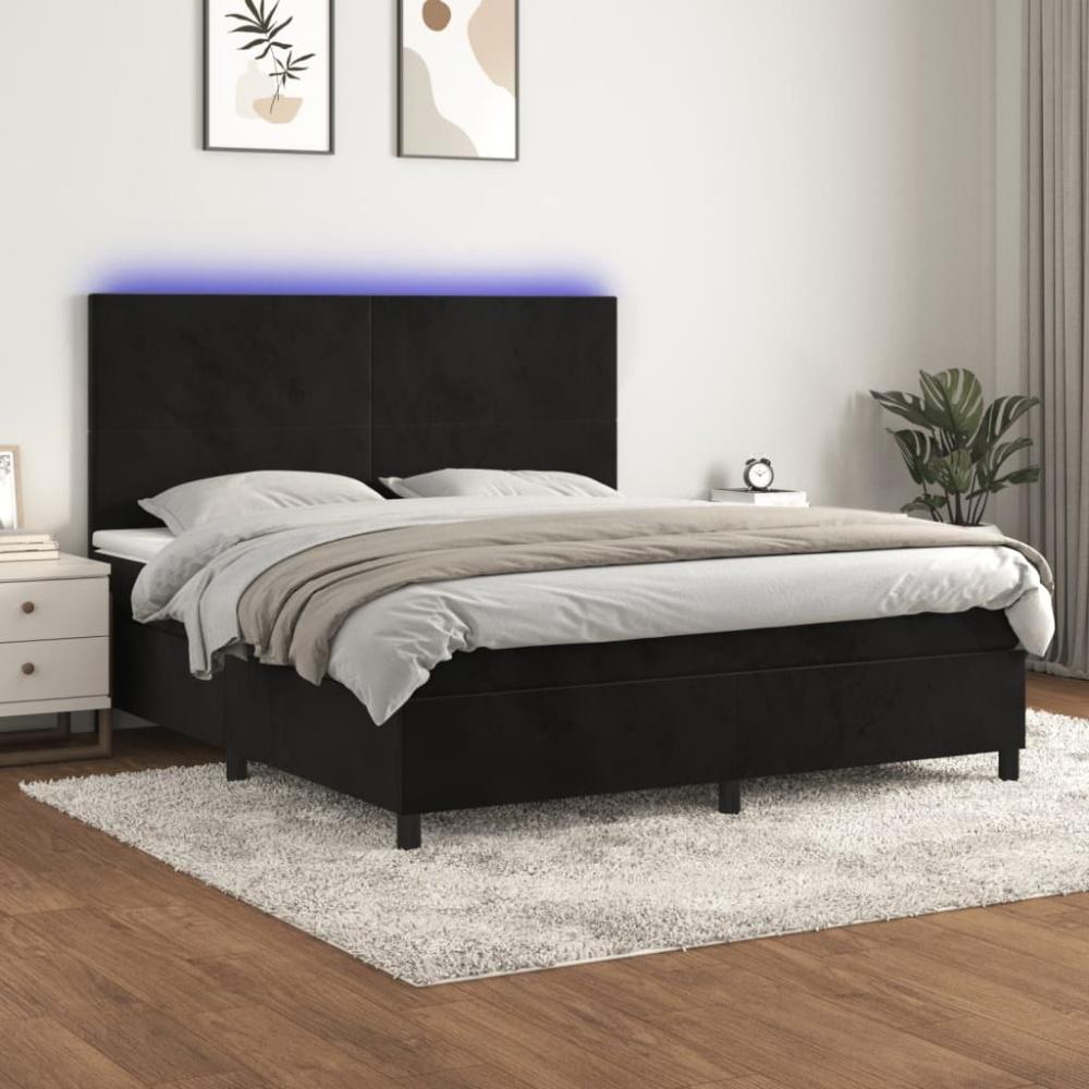 vidaXL Boxspringbett mit Matratze & LED Schwarz 180x200 cm Samt 3136019 Bild 1
