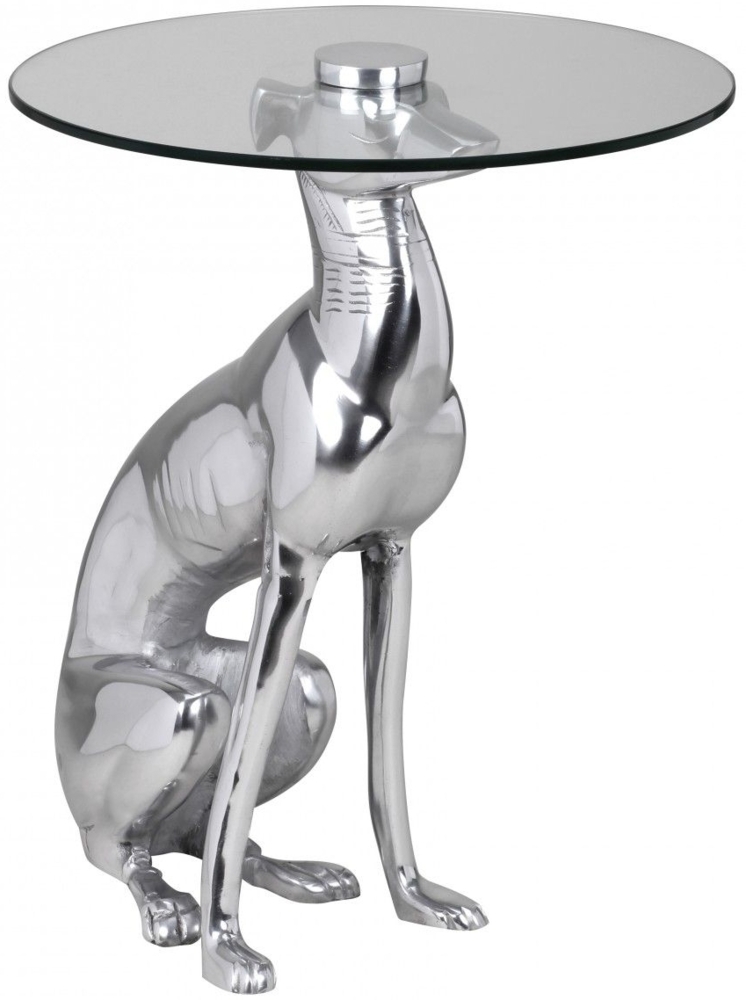 Design Deko Beistelltisch Figur DOG aus Aluminium Farbe Silber Bild 1
