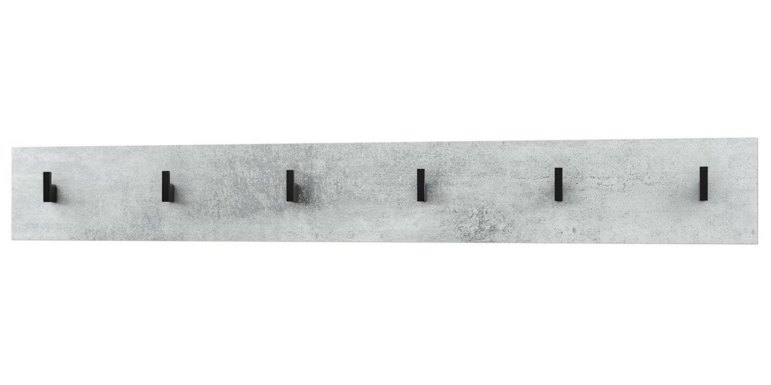 Vladon Garderobenpaneel Linea V1 (Wandgarderobe, mit 6 Kleiderhaken), Beton Oxid Optik (110,5 x 14,5 x 3,5 cm) Bild 1