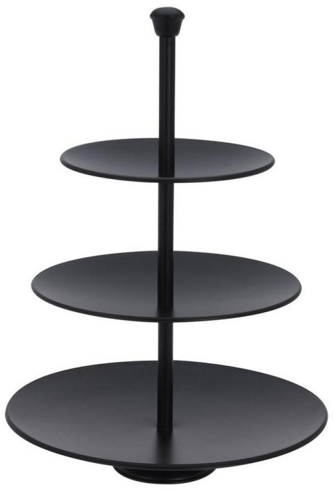 Spetebo Etagere Edelstahl Etagere in schwarz mit 3 Etagen - 36 x 25 cm, Edelstahl, (Stück, 1-tlg, Servierständer), Metall Deko Servierplatte Bild 1