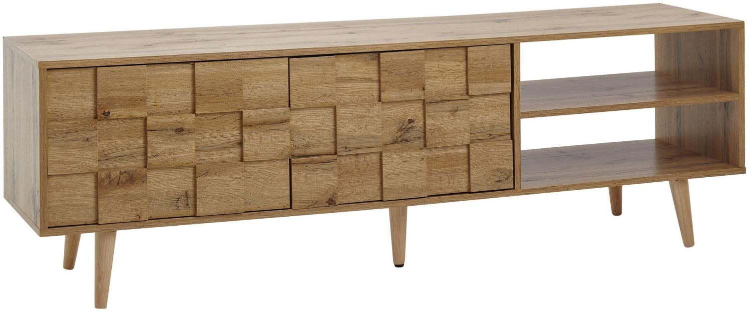 Kadima Design Eichen-Dekor Lowboard, "Tv"-Unterschrank, Aufbewahrung, bis 70-Zoll "Tv". 160x40x51 cm Bild 1