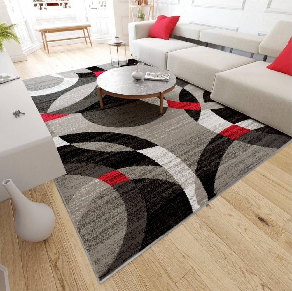 Mazovia Designteppich Modern Teppich Kurzflor Wohnzimmerteppich Robust und pflegeleicht GRAU, 80 x 150 cm, Fußbodenheizung, Allergiker geeignet, Farbecht, Pflegeleicht Bild 1