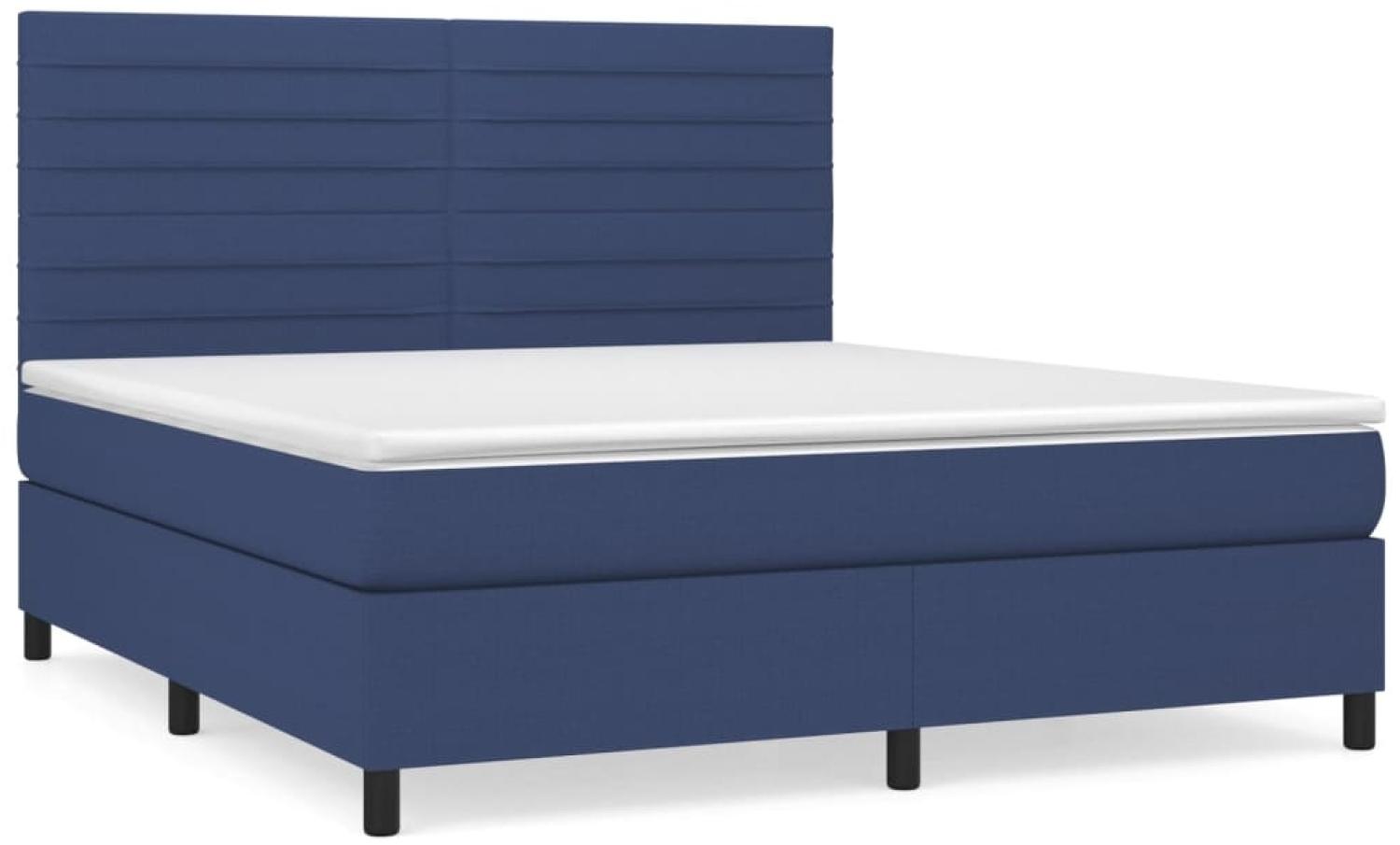 vidaXL Boxspringbett mit Matratze Blau 160x200 cm Stoff 3141871 Bild 1