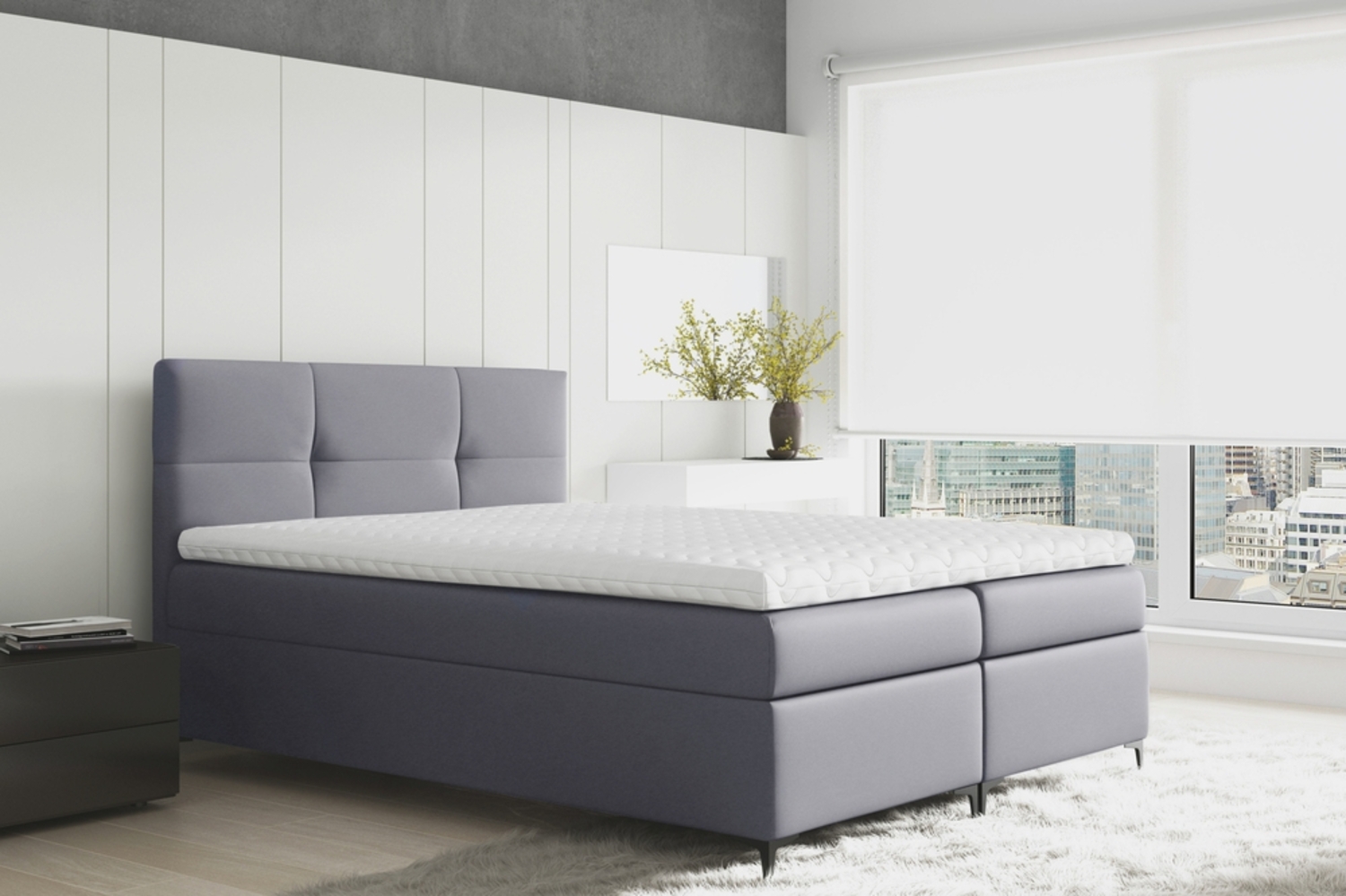 99rooms Nelson Boxspringbett Velours 160x200 cm Dunkelgrau Bild 1
