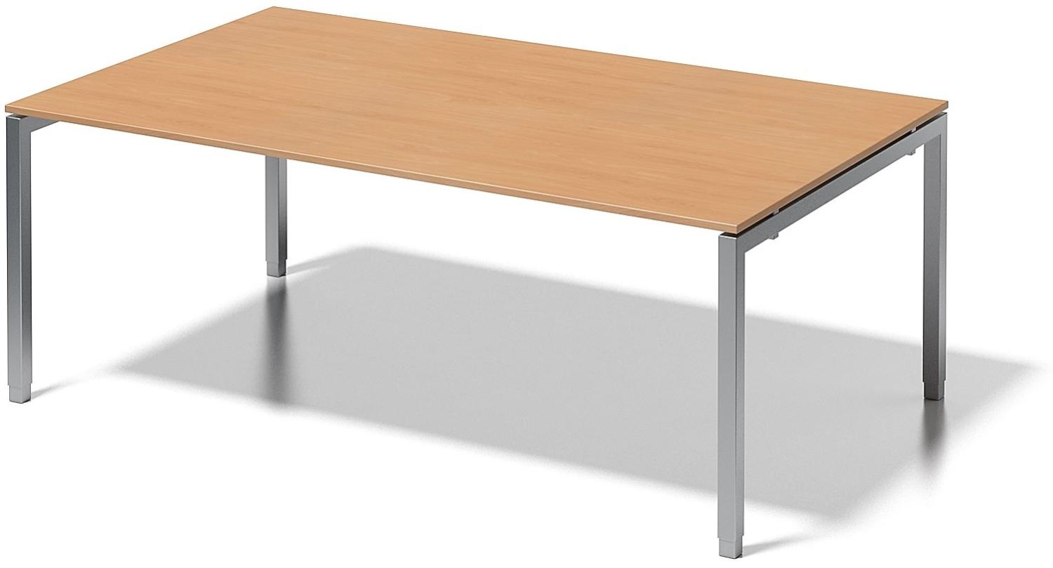 Cito Chefarbeitsplatz/Konferenztisch, 650-850 mm höheneinstellbares U-Gestell, H 19 x B 2000 x T 1200 mm, Dekor buche, Gestell silber Bild 1