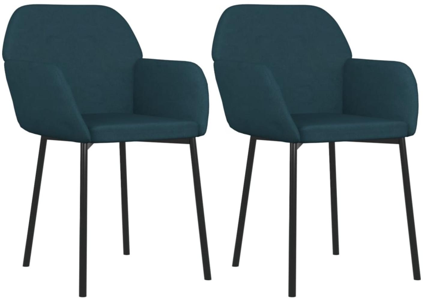 Esszimmerstühle 2 Stk. Blau Samt [344700] Bild 1