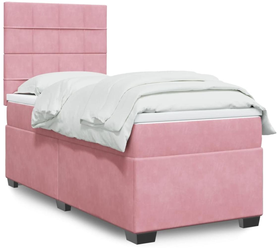 vidaXL Boxspringbett mit Matratze Rosa 80x200 cm Samt 3290767 Bild 1