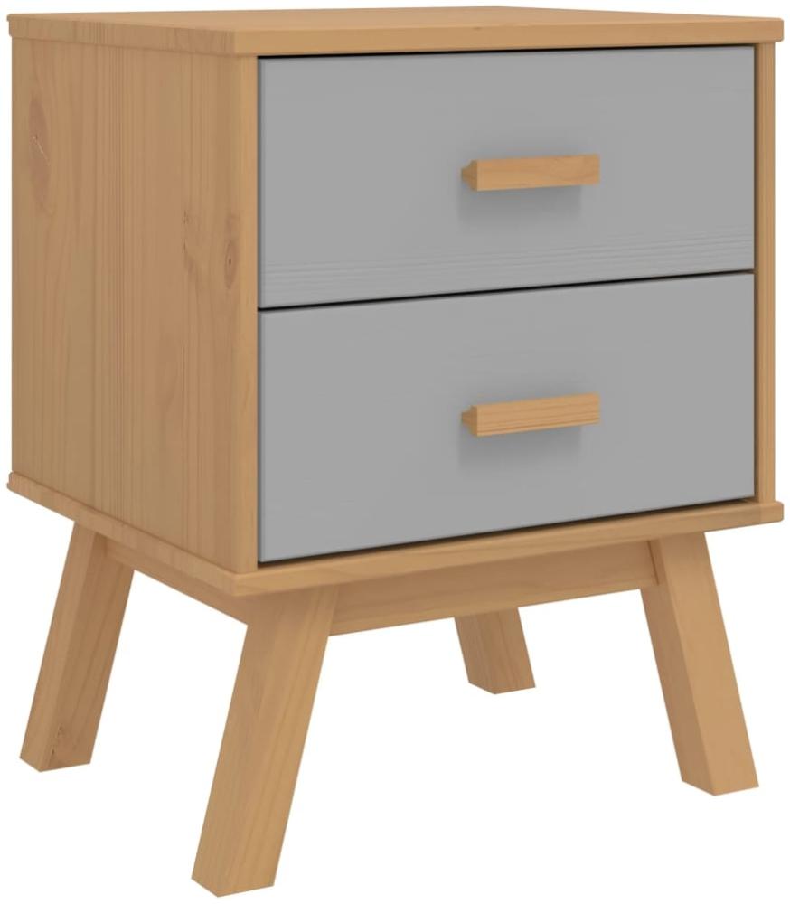 vidaXL Nachttisch OLDEN Grau und Braun Massivholz Kiefer 358583 Bild 1