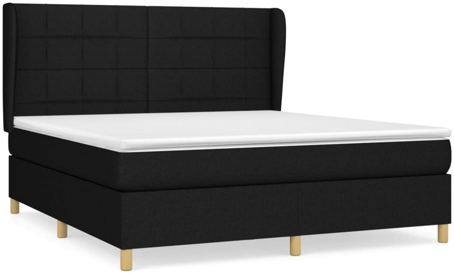 vidaXL Boxspringbett mit Matratze Schwarz 160x200 cm Stoff, Härtegrad: H2 [3128535] Bild 1