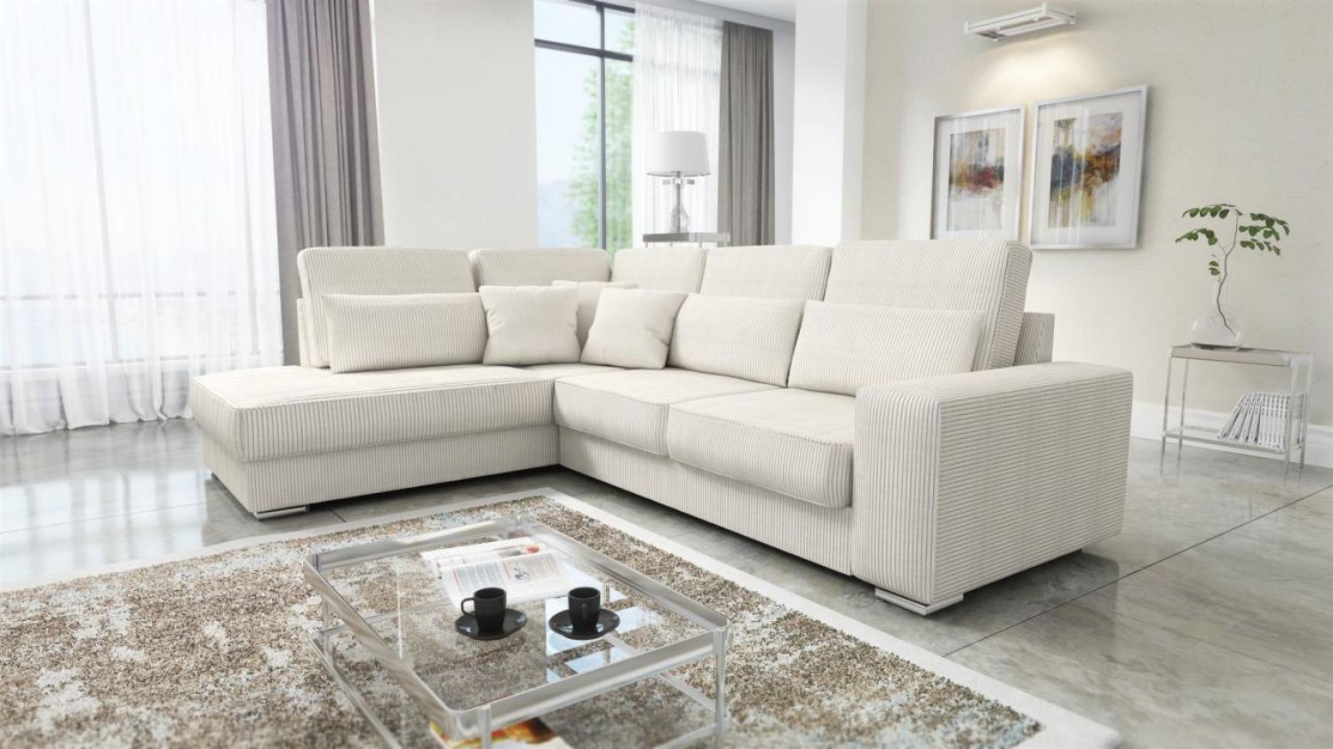 Ecksofa Sofa NEVIO XL Stoff Scala Hellbeige Ottomane Links Bild 1