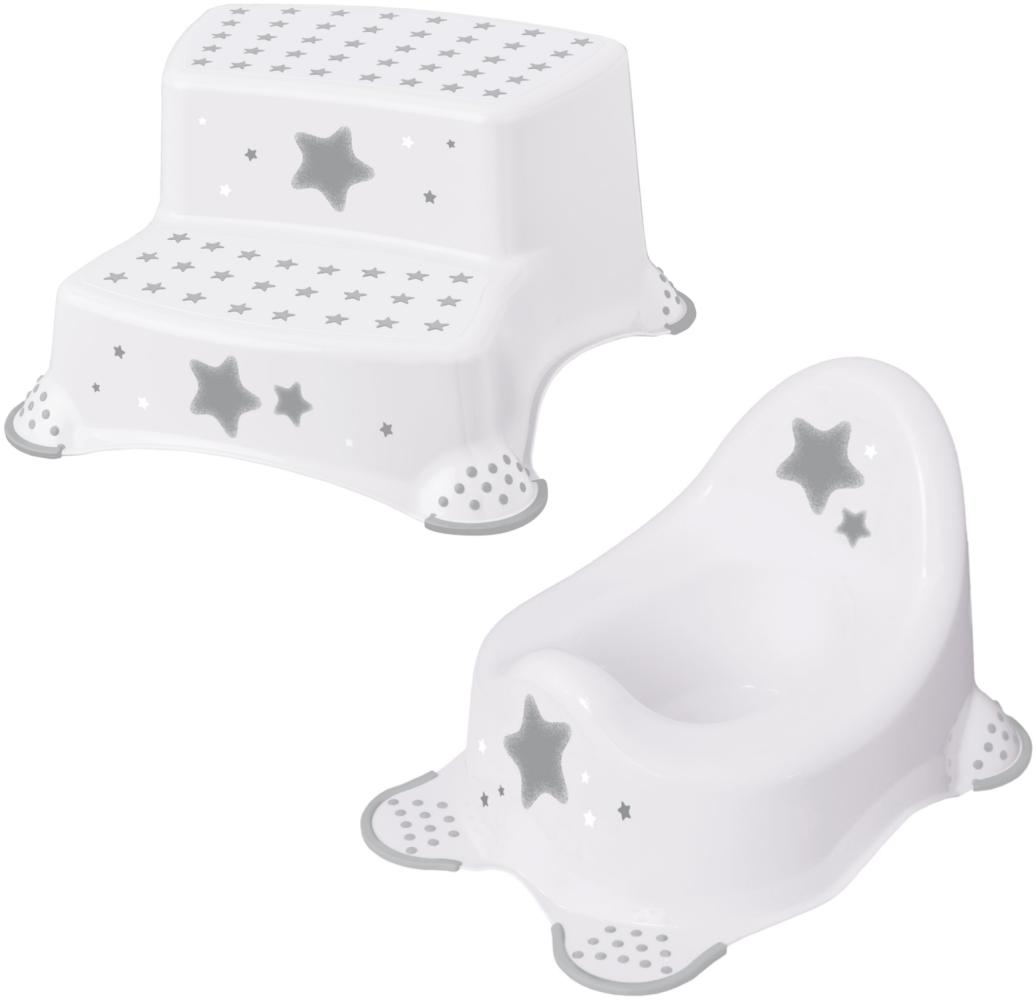 Keeeper 2-teiliges Set Schemel zweistufig + Baby Töpfchen Stars Cosmic White Bild 1