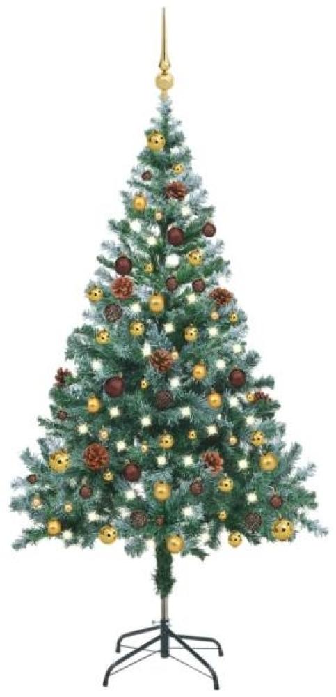 vidaXL Künstlicher Weihnachtsbaum mit Beleuchtung Kugeln Zapfen 150 cm 3077527 Bild 1