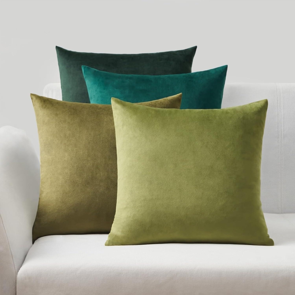 4er Set Samt Kissenbezüge 60x60 grün Sofa Dekokissen Weihnachten Farbverlauf Bild 1