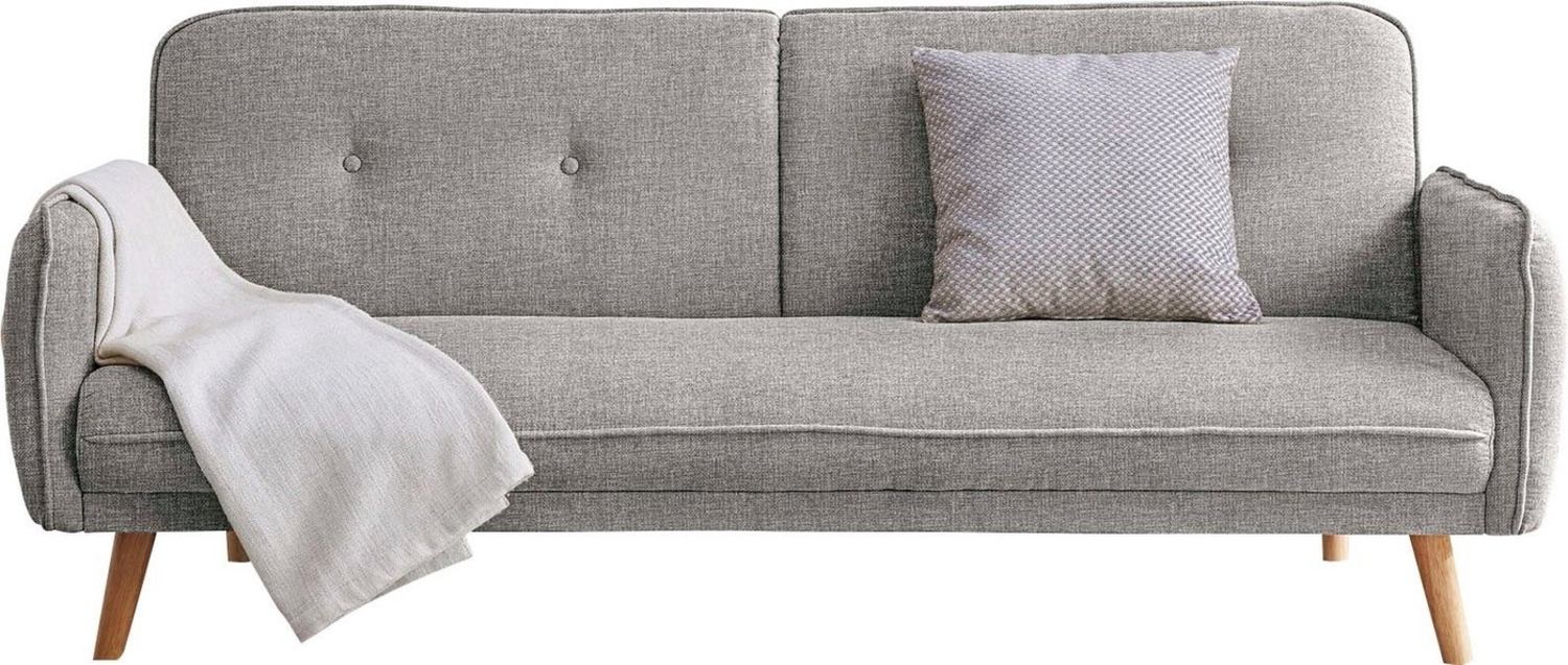 3-Sitzer Sofa Strukturstoff fein Hellgrau mit Schlaffunktion 188 x 85 x 80 cm Bild 1