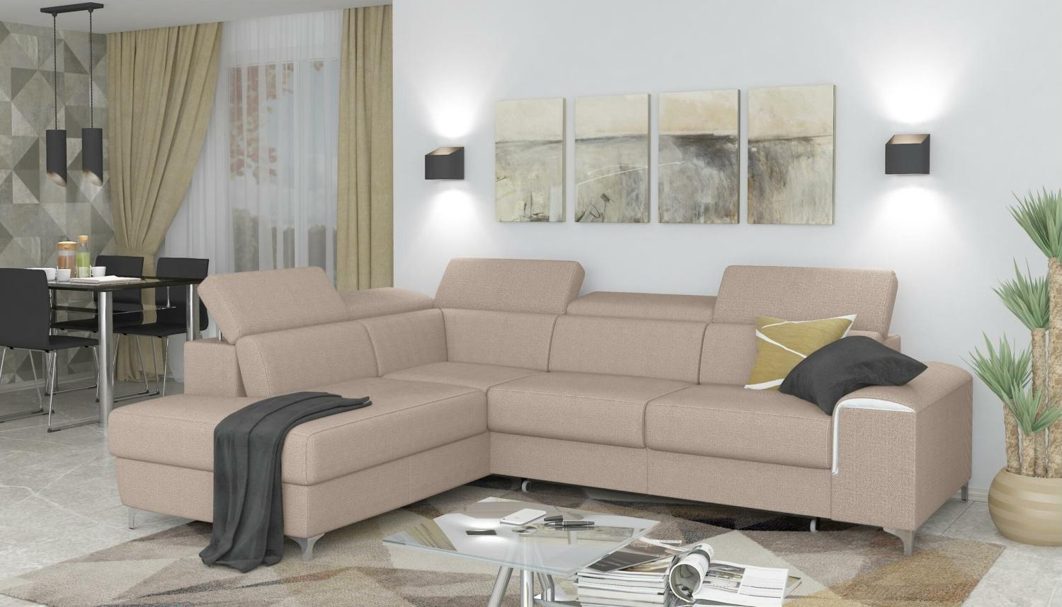 Stylefy Caio Ecksofa Hellbraun Strukturstoff Bild 1