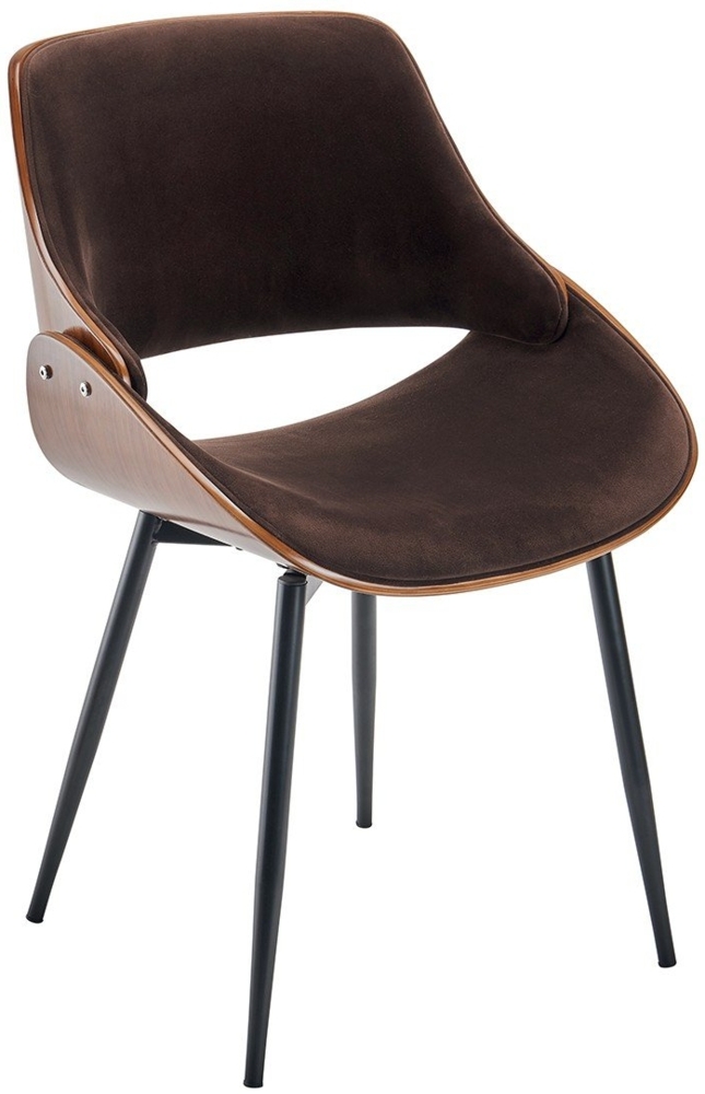 Signature Stühle aus Samt-Holz-Effekt Mannix - Menge von 4 - Dunkles Holz Bild 1